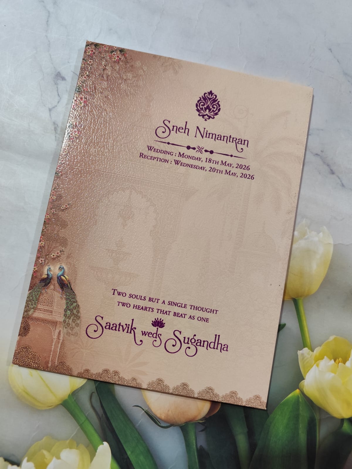 Gulshan Card Collection Designer Wedding Invitation Card Peacock Design (Pack of 50) RD