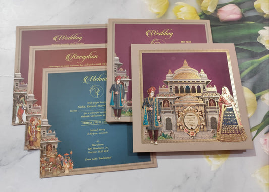 Gulshan Card Collection Designer Wedding Invitation Card (Pack of 50)