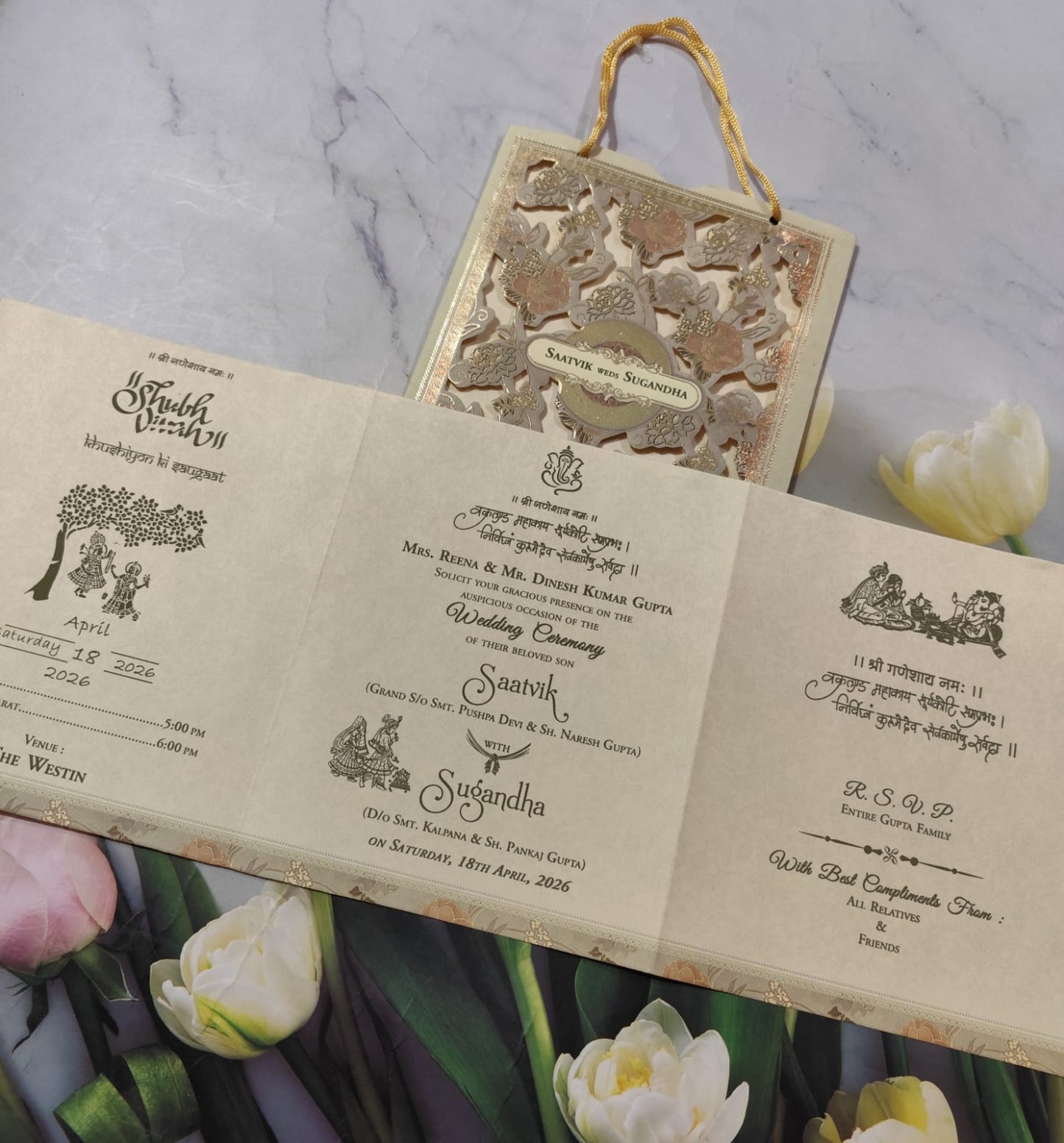 Gulshan Card Collection Designer Wedding Invitation Card (Pack of 50) RD