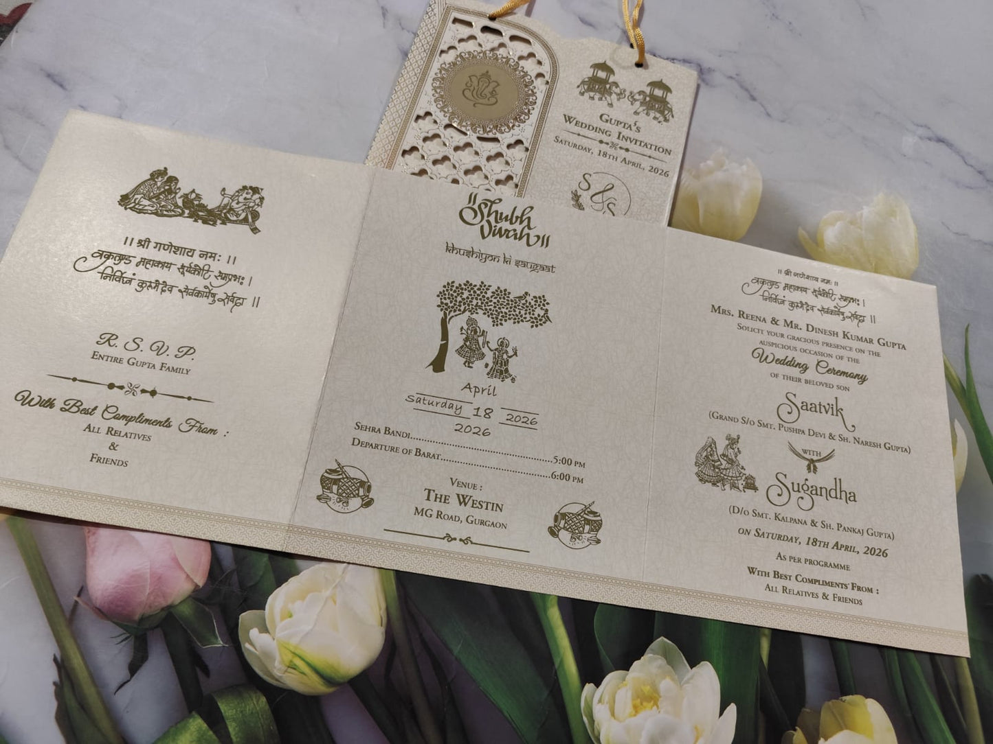 Gulshan Card Collection Designer Wedding Invitation Card (Pack of 50) RD