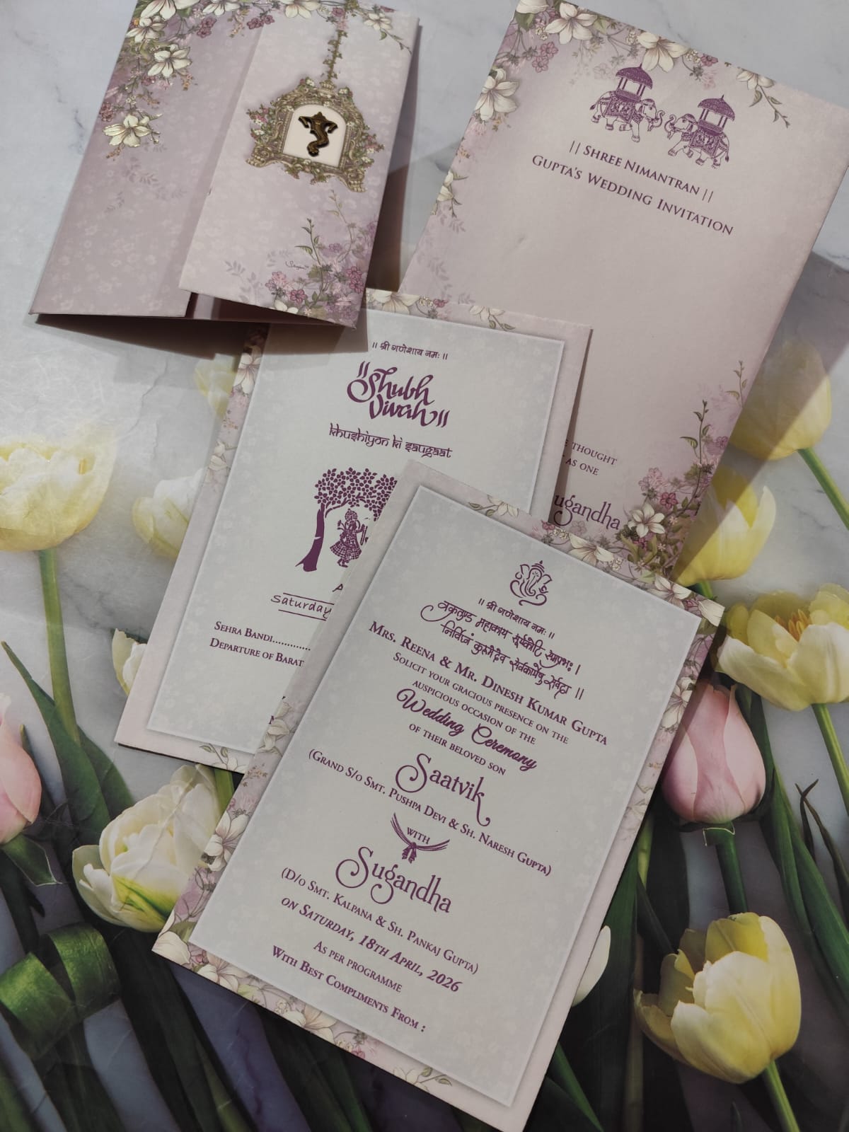 Gulshan Card Collection Designer Wedding Invitation Card (Pack of 50) RD