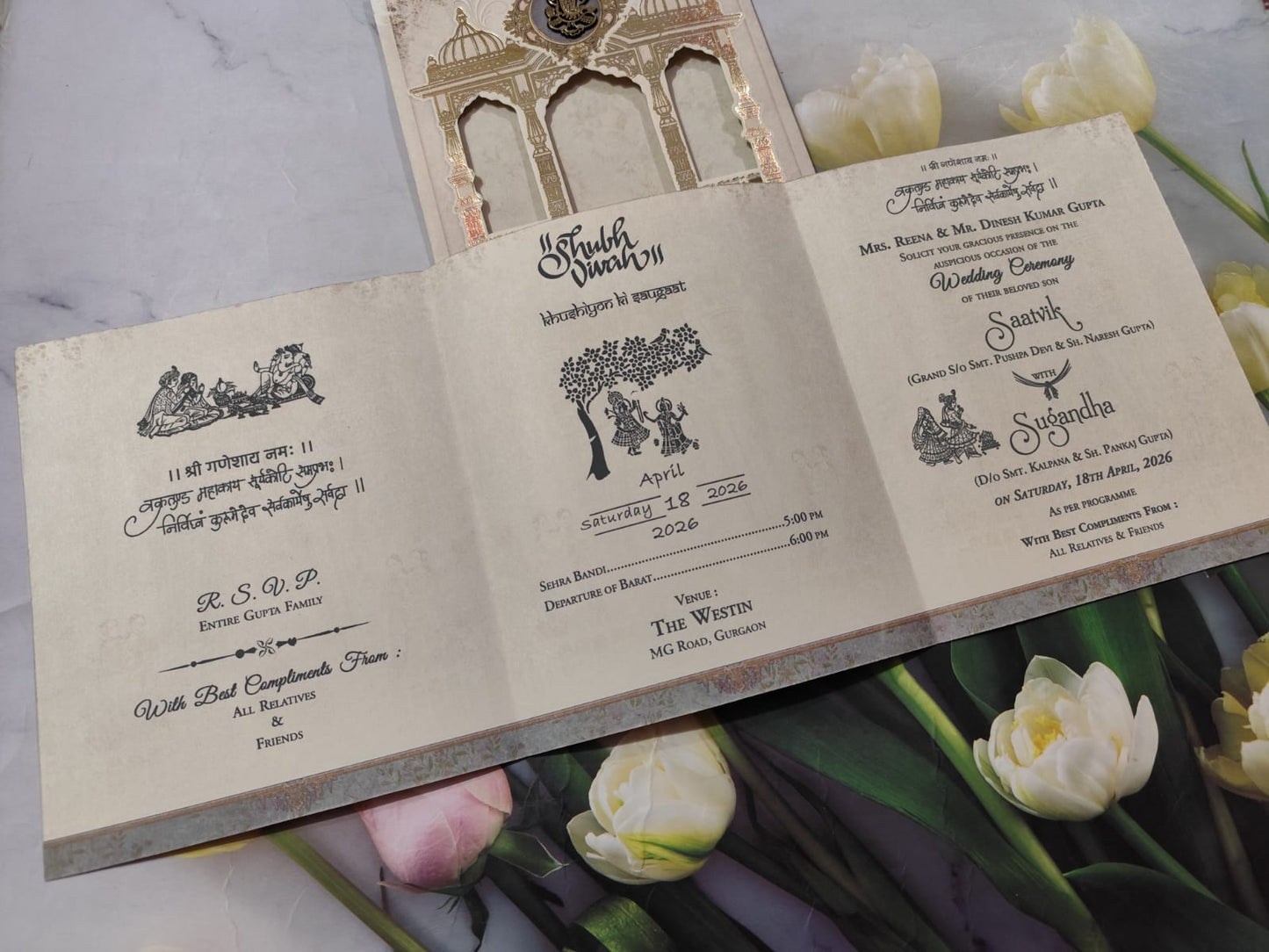 Gulshan Card Collection Designer Wedding Invitation Card (Pack of 50) RD